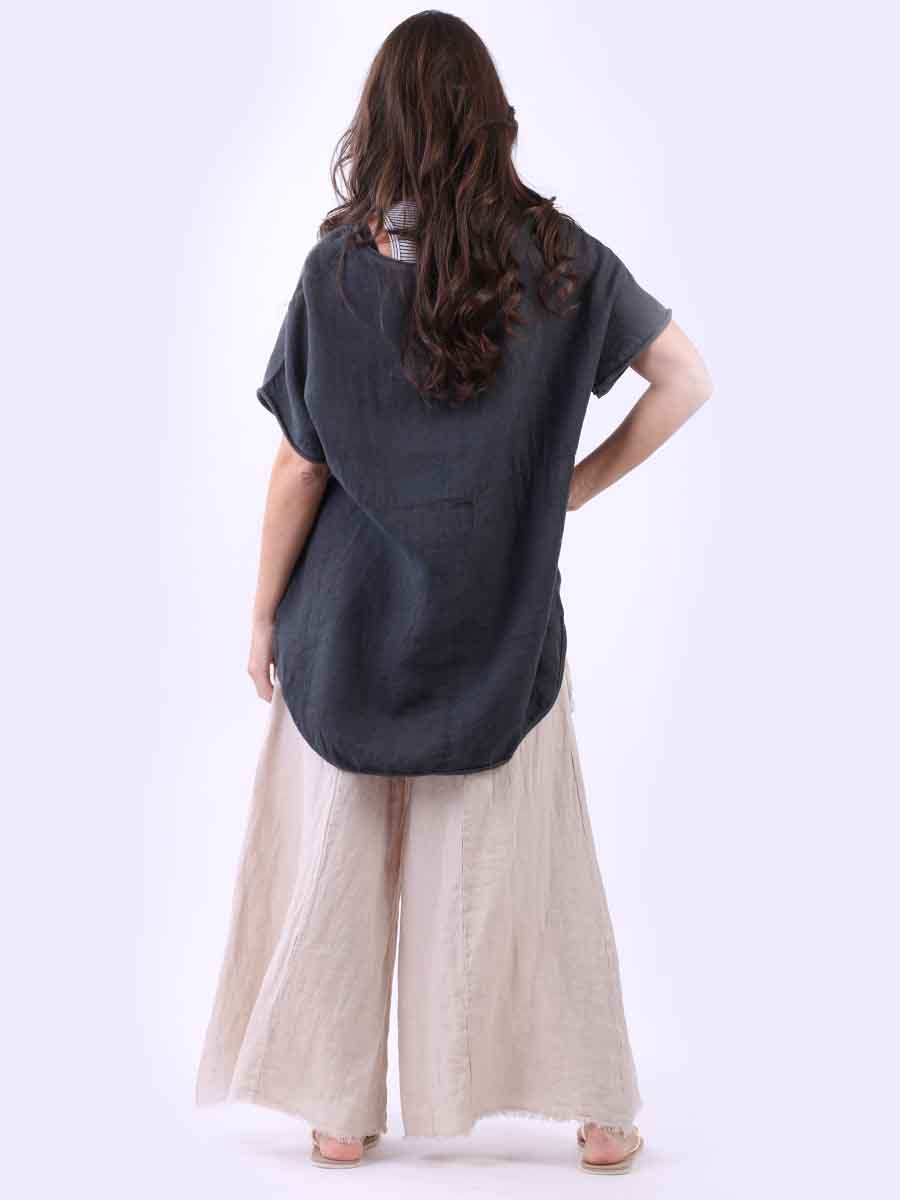 Italian Plain Linen Baggy T-Shirt