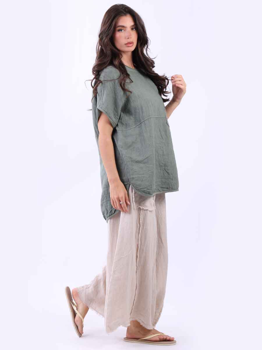 Italian Plain Linen Baggy T-Shirt