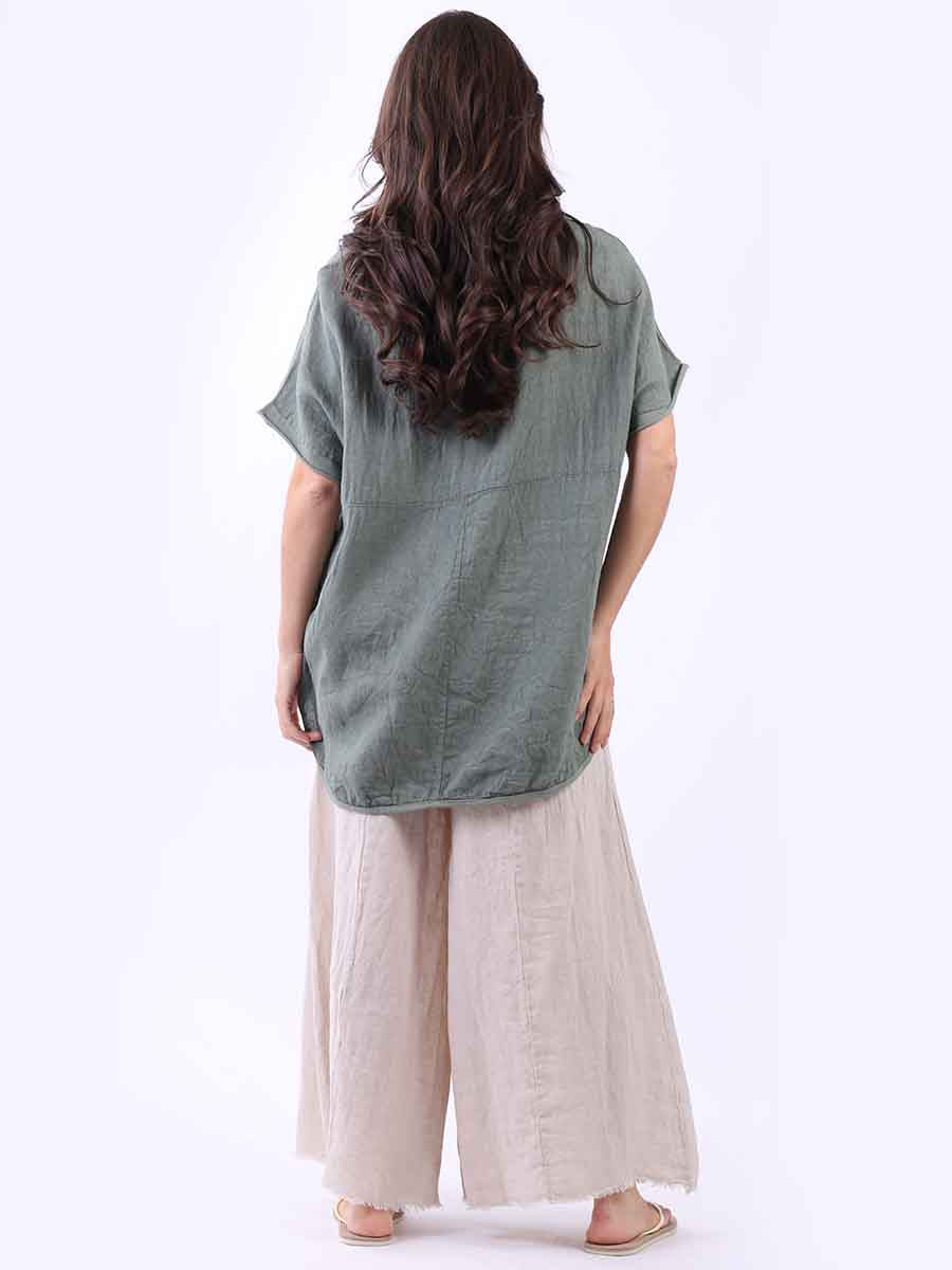 Italian Plain Linen Baggy T-Shirt