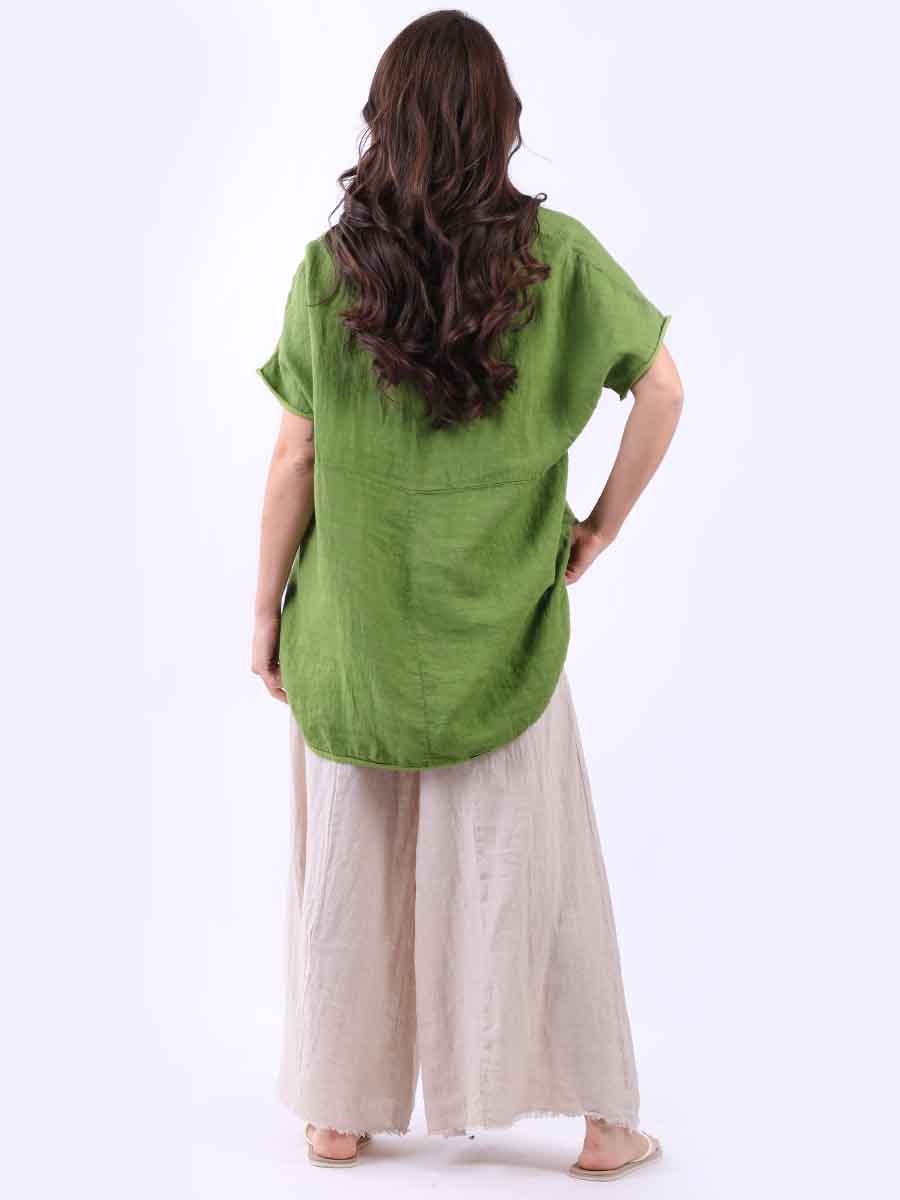 Italian Plain Linen Baggy T-Shirt