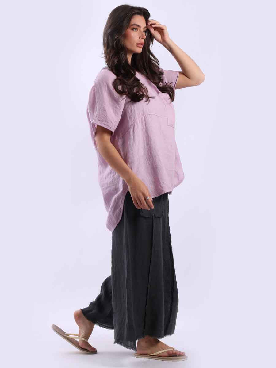 Italian Plain Linen Baggy T-Shirt