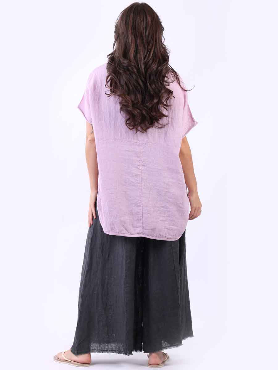 Italian Plain Linen Baggy T-Shirt