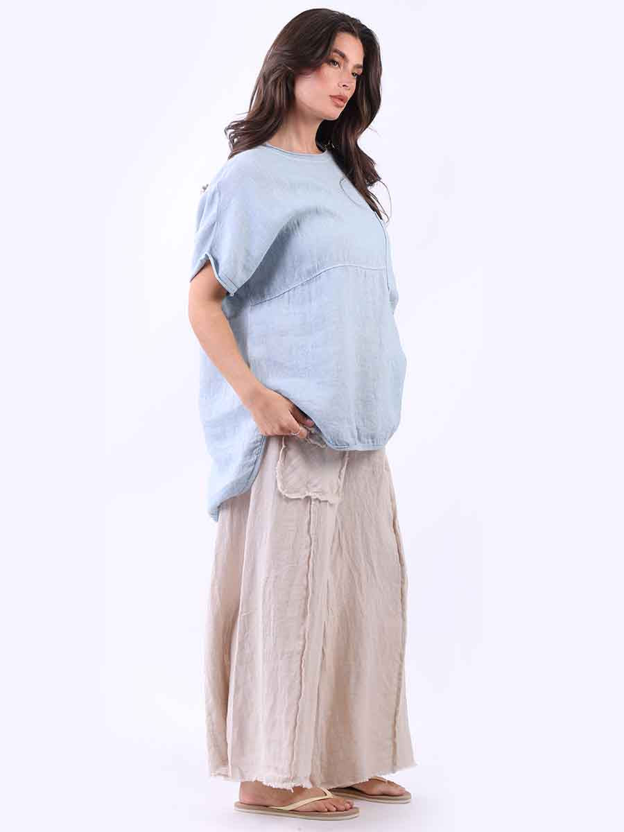 Italian Plain Linen Baggy T-Shirt