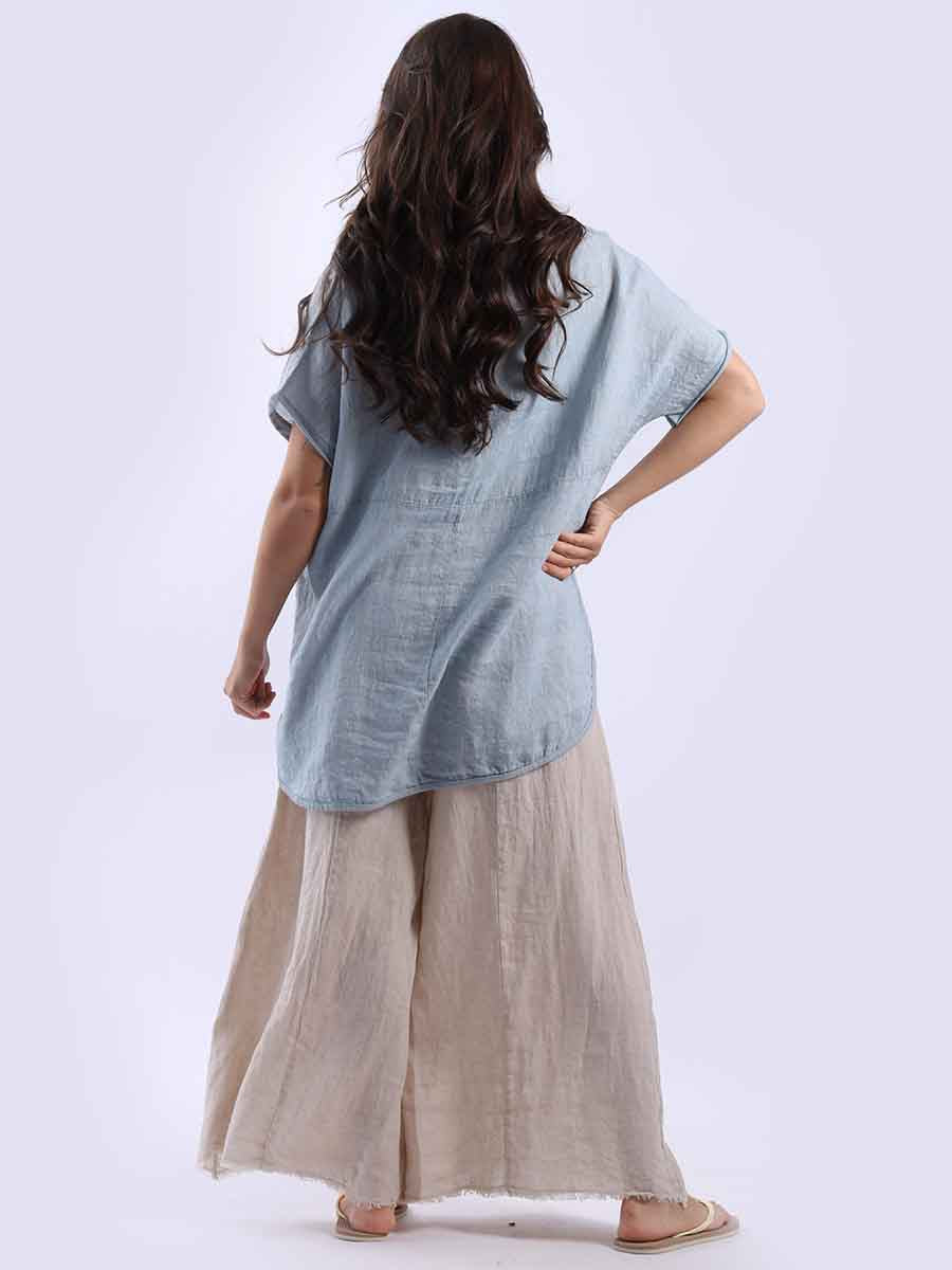 Italian Plain Linen Baggy T-Shirt