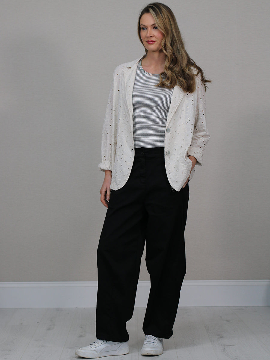 Solid Cotton Broderie Eyelet Ladies Blazer