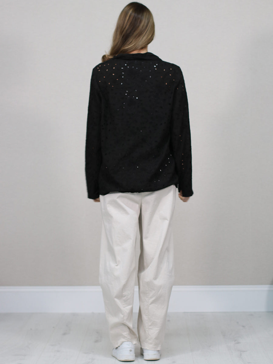 Solid Cotton Broderie Eyelet Ladies Blazer