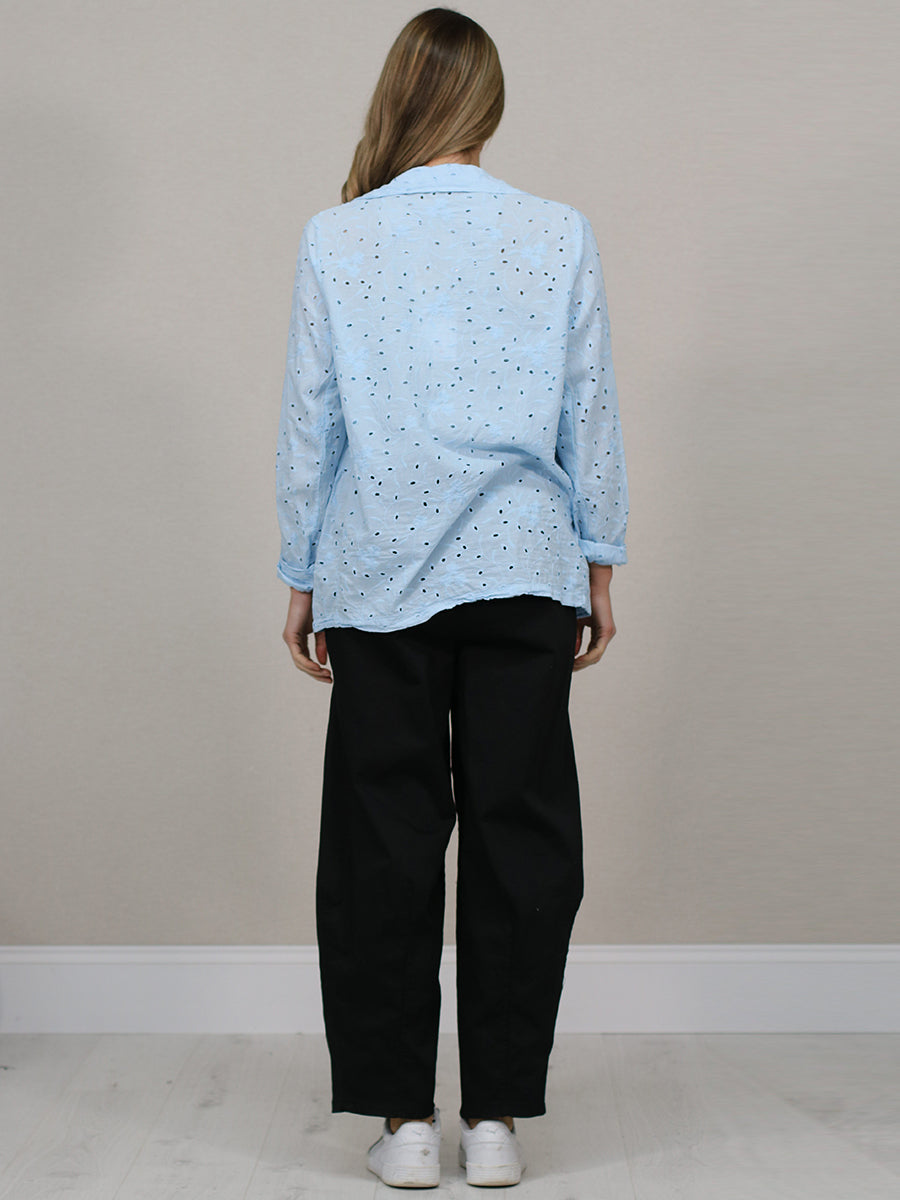 Solid Cotton Broderie Eyelet Ladies Blazer
