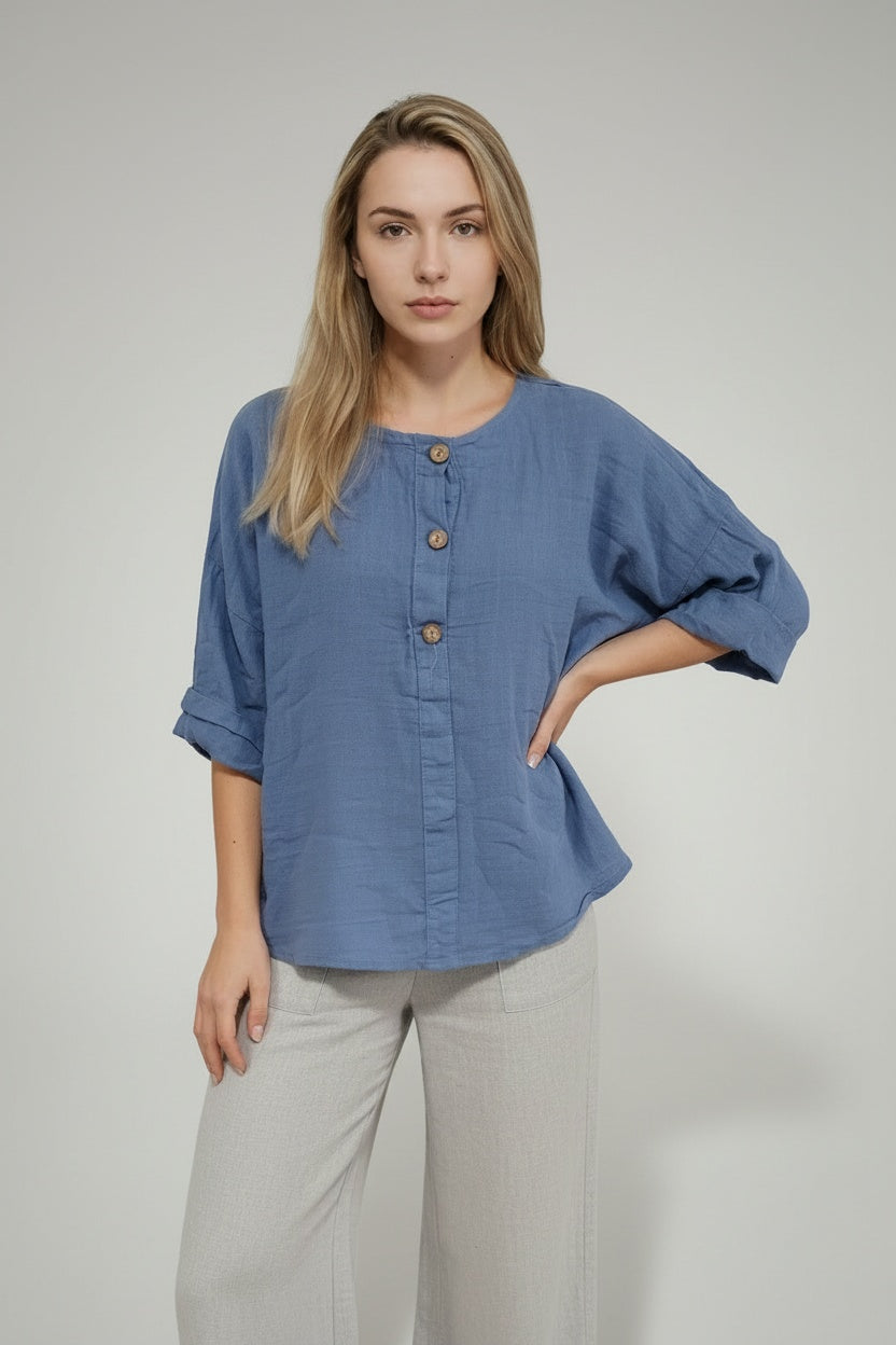 Plain Cotton Shirt Denim