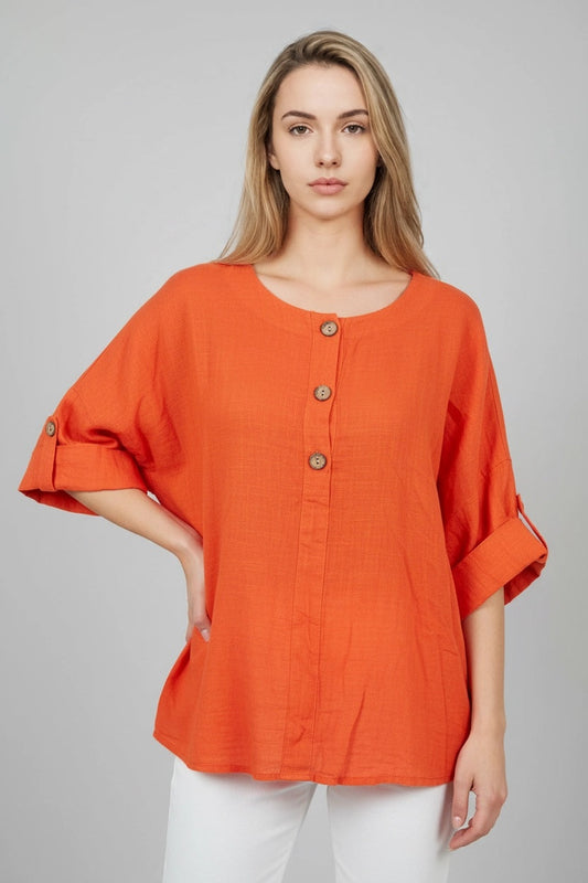 Plain Cotton Shirt Orange