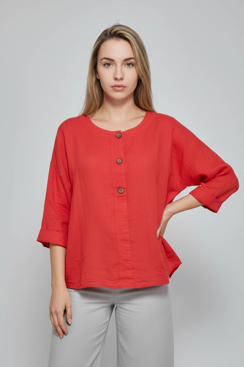 Plain Cotton Shirt Red
