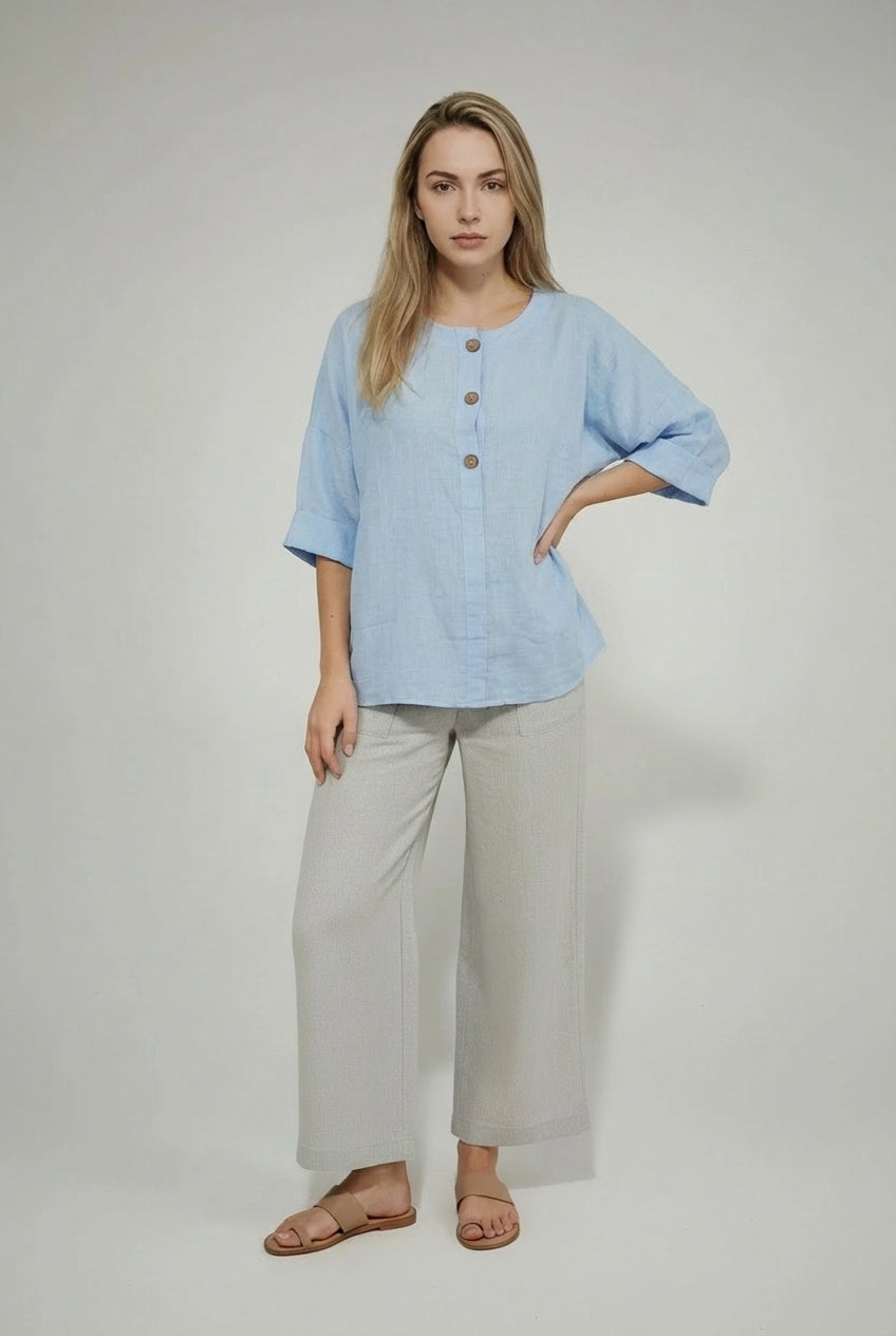 Plain Cotton Shirt Sky Blue