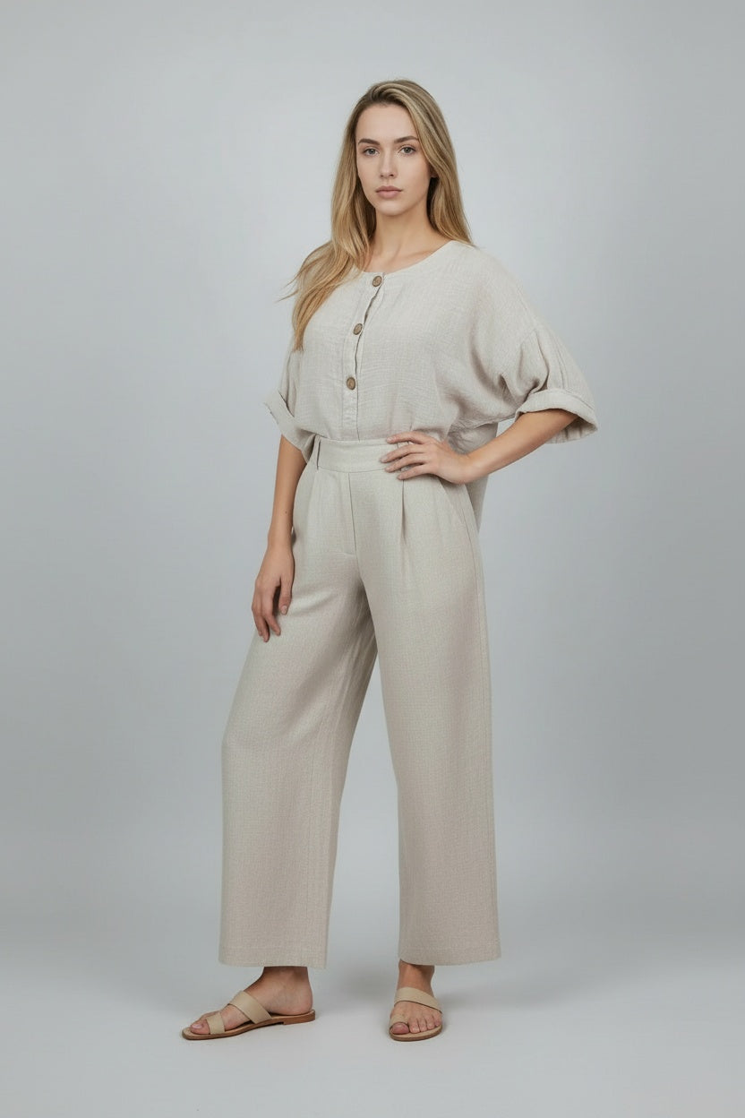 Plain Cotton Shirt Beige