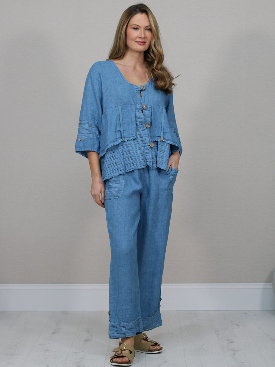 Linen Crop Jacket Denim