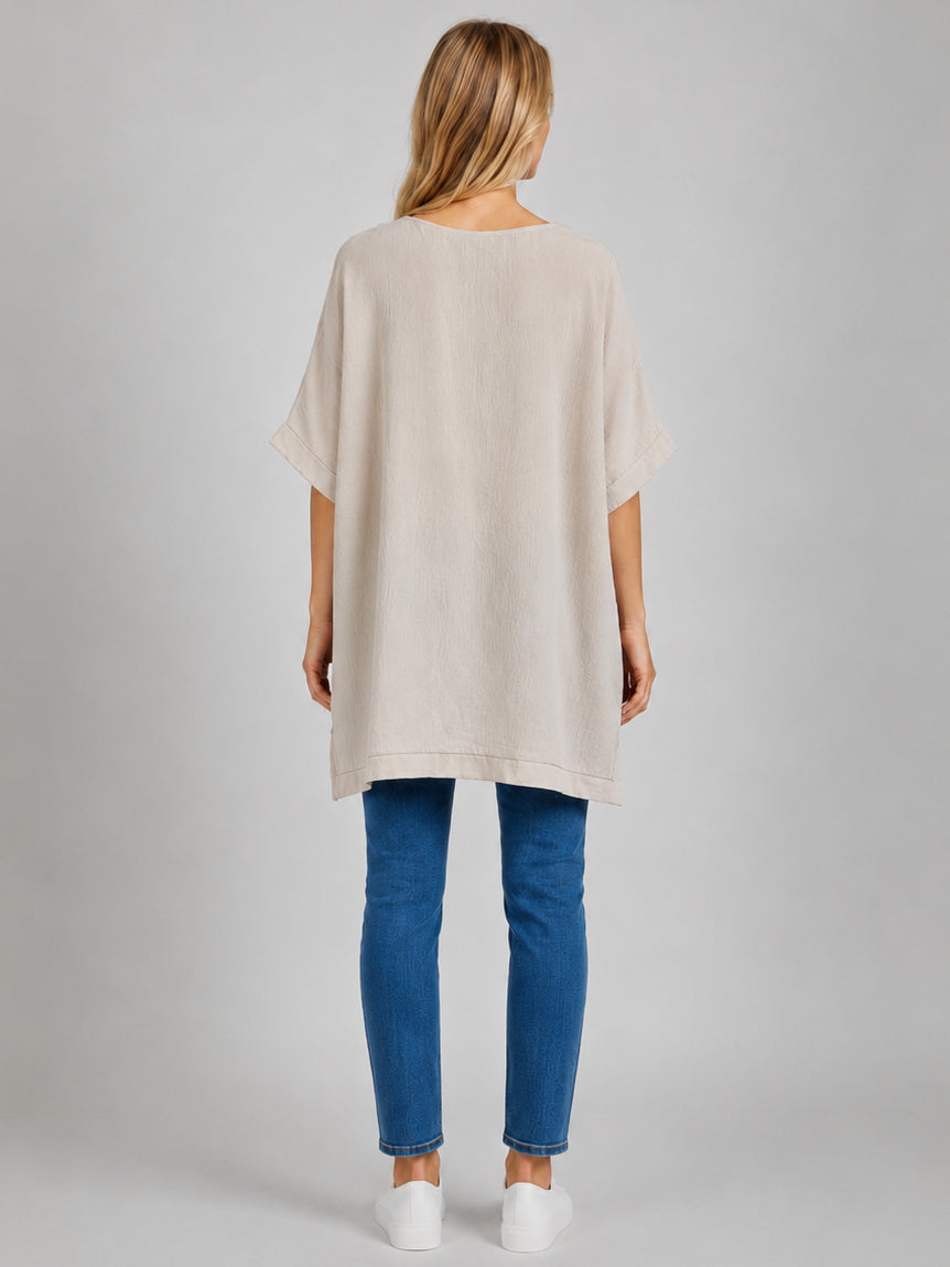 Solid Flower Applique Hi Lo Baggy Top