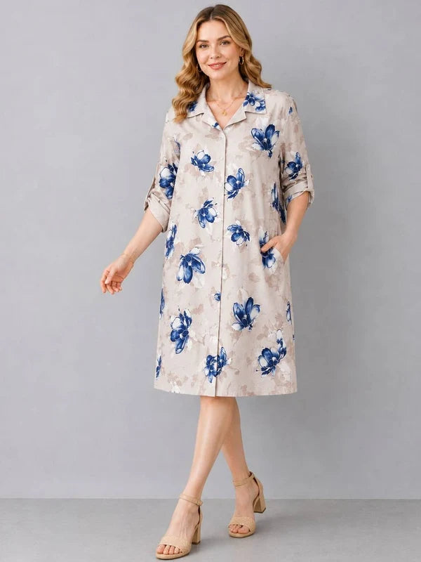 Butterfly Print Formal Shirt Dress