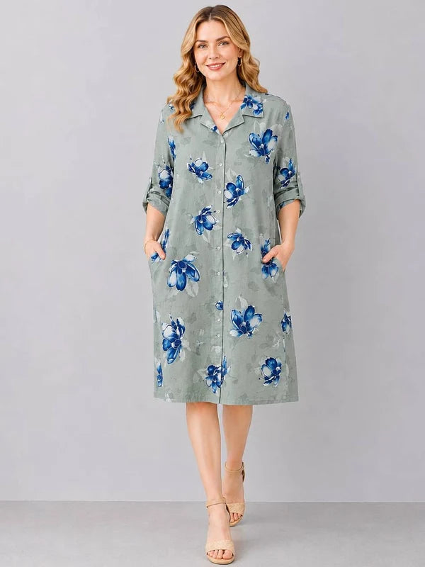 Butterfly Print Formal Shirt Dress