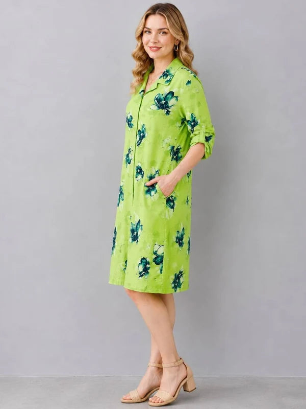 Butterfly Print Formal Shirt Dress