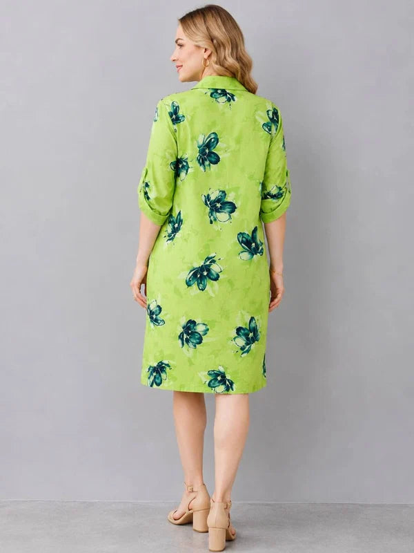 Butterfly Print Formal Shirt Dress
