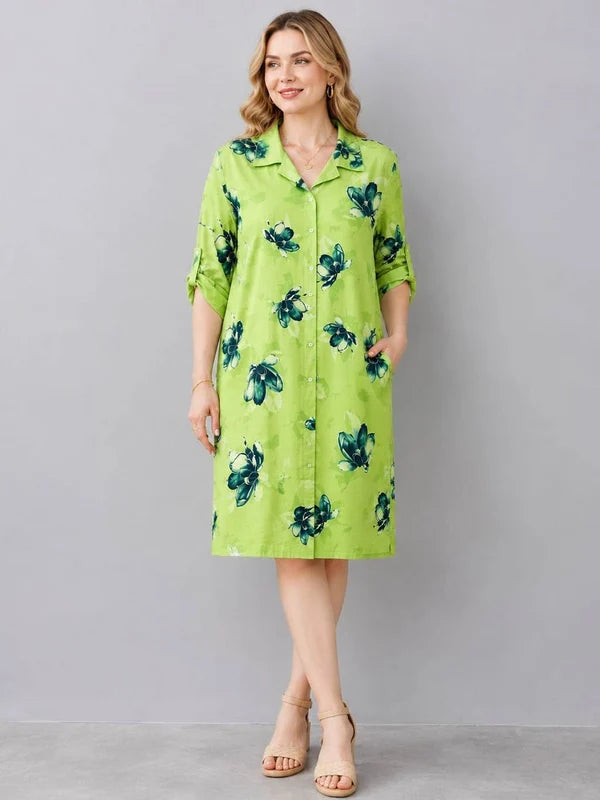 Butterfly Print Formal Shirt Dress