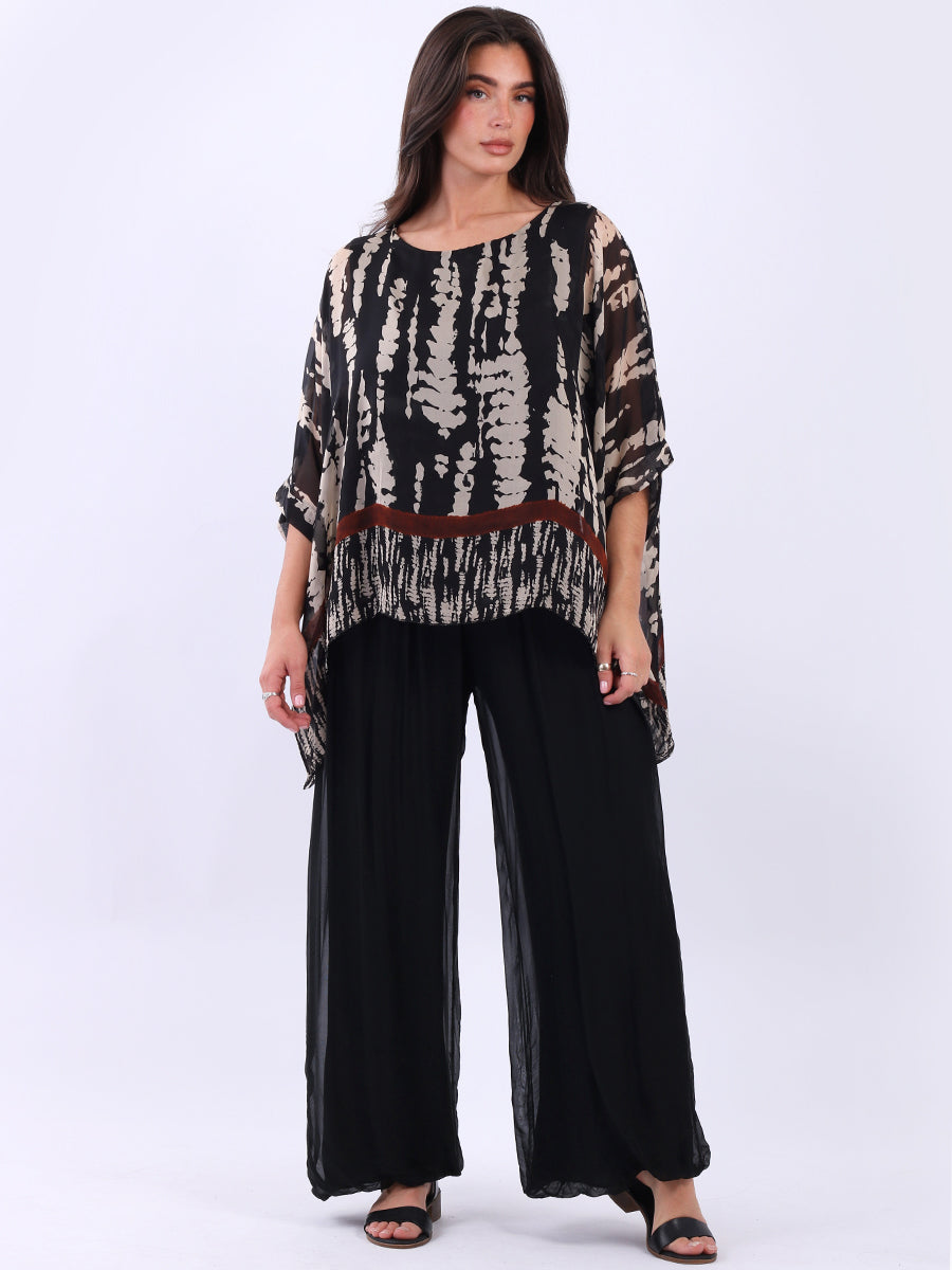 Batwing Two Layered Leopard Print Silk Tunic