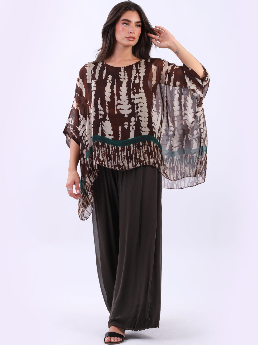 Batwing Two Layered Leopard Print Silk Tunic