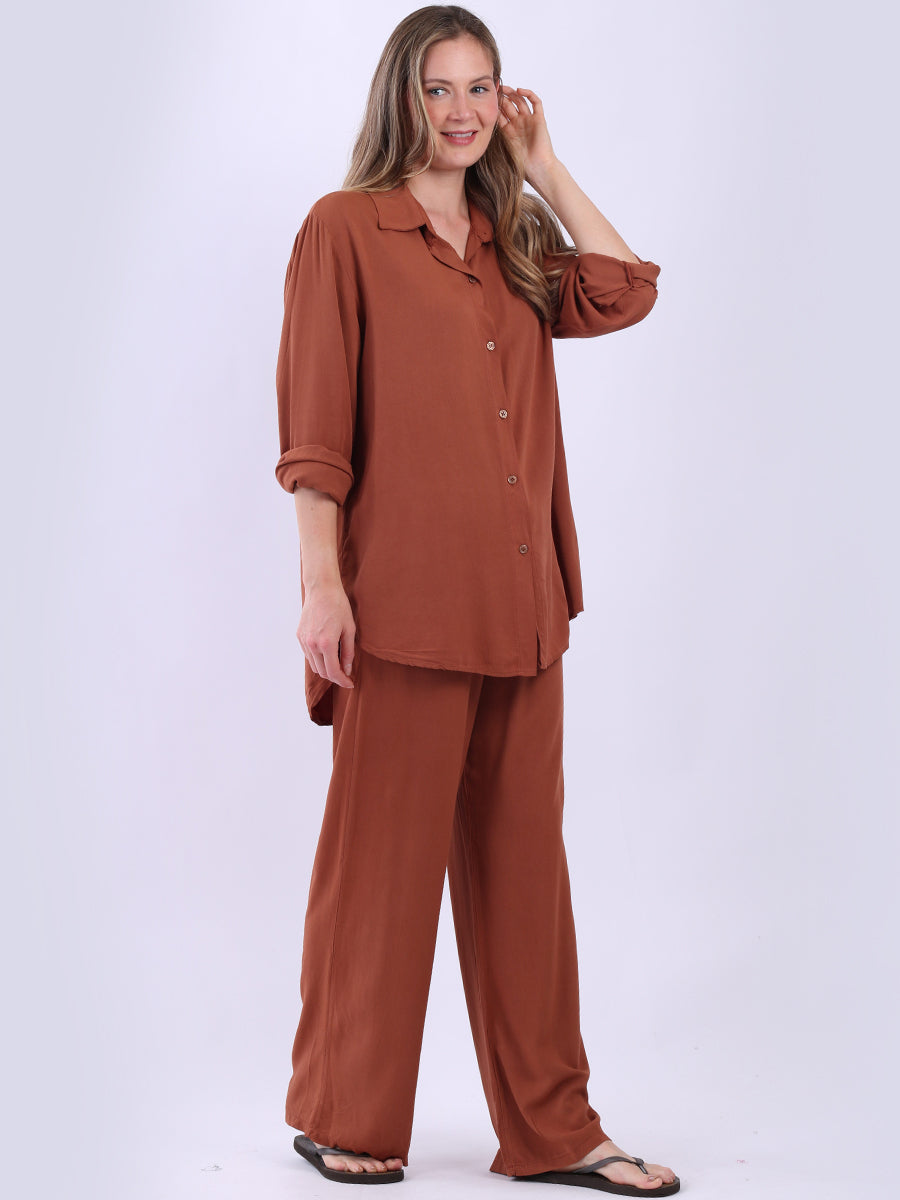 Women Plain Front Buttons Collared Shirt