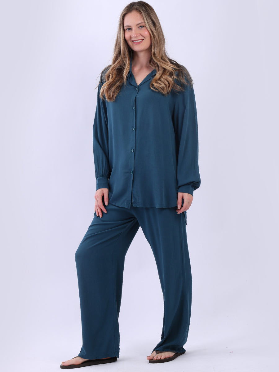 Women Plain Front Buttons Collared Shirt