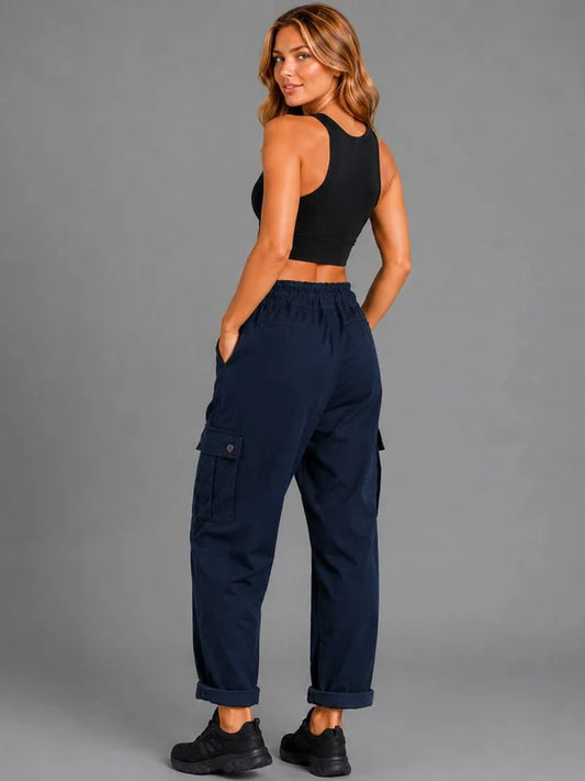 Women Plain Casual Cargo Pant