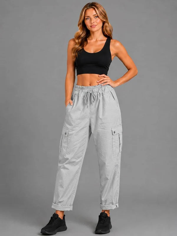 Women Plain Casual Cargo Pant