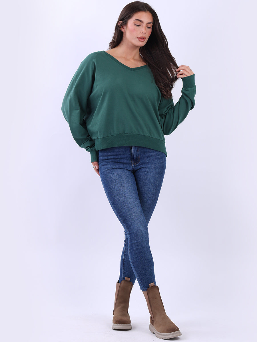 Women Cotton Solid Crop Sweat Top