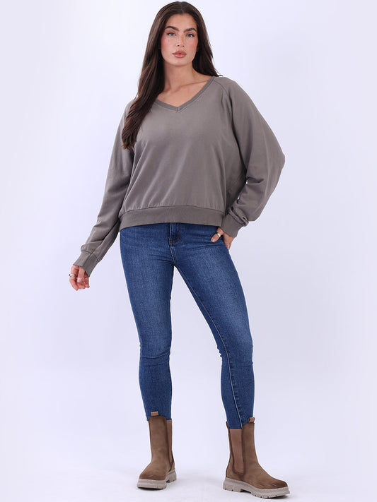 Women Cotton Solid Crop Sweat Top