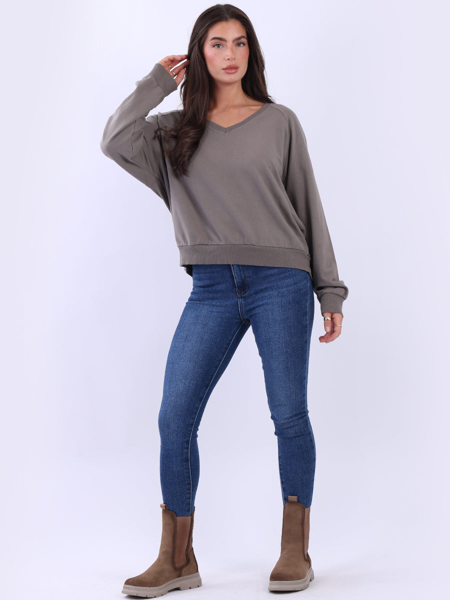 Women Cotton Solid Crop Sweat Top
