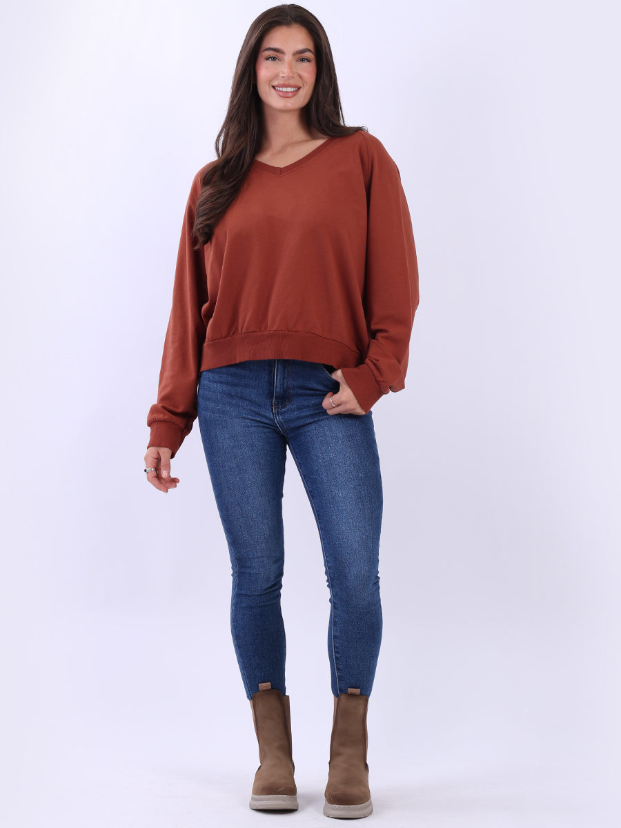Women Cotton Solid Crop Sweat Top