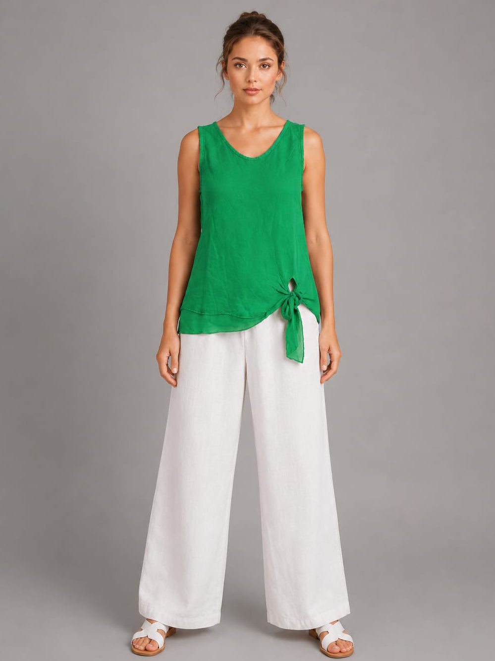 Plain Linen Vest Top Gucci Green