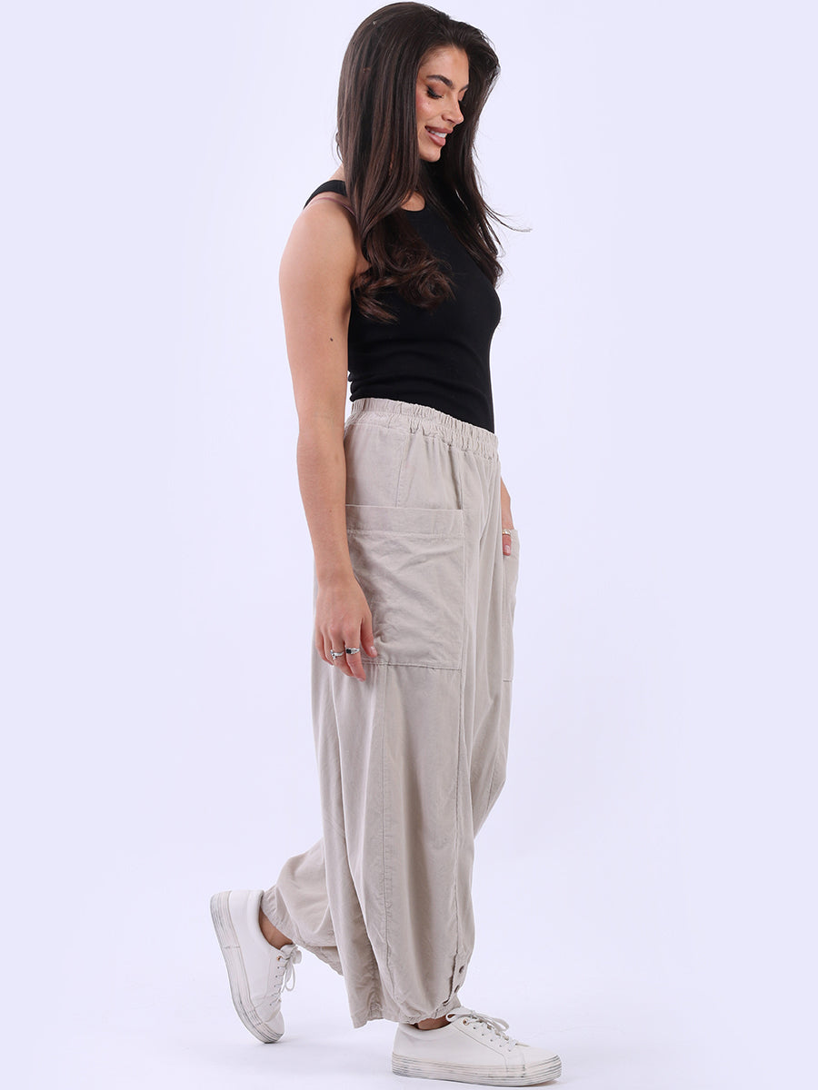 Wide Leg Cotton Corduroy Solid Trouser