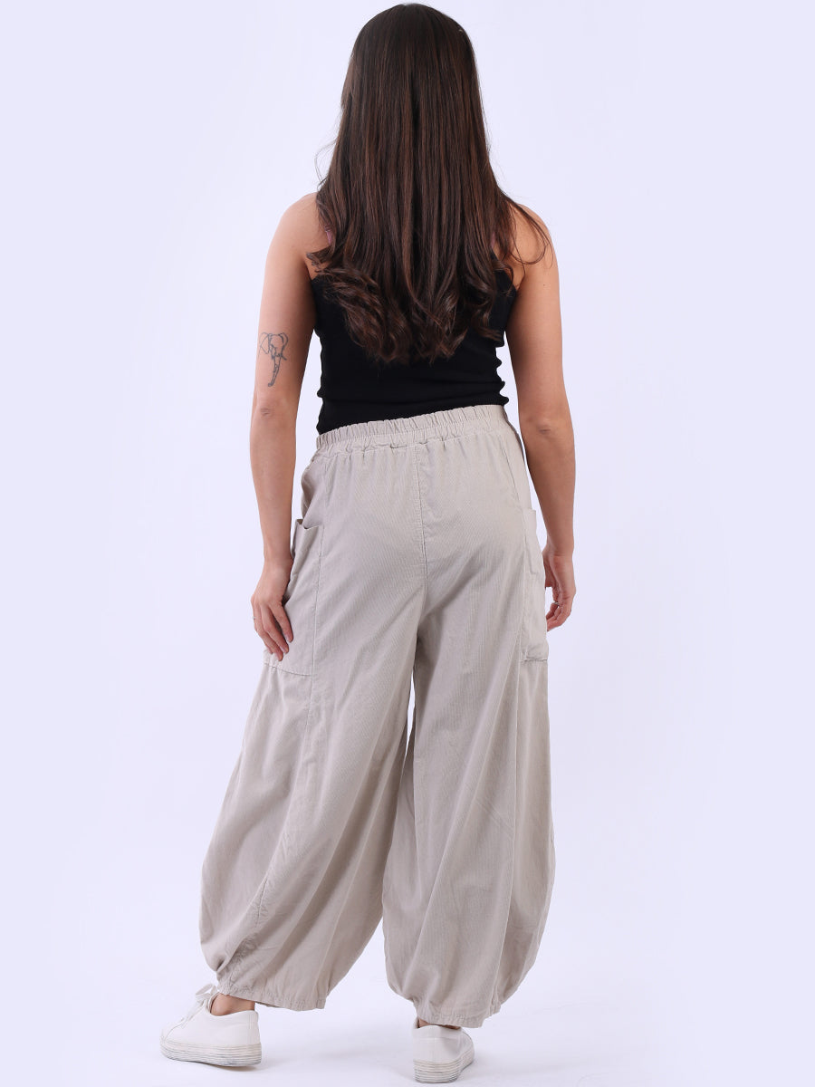 Wide Leg Cotton Corduroy Solid Trouser