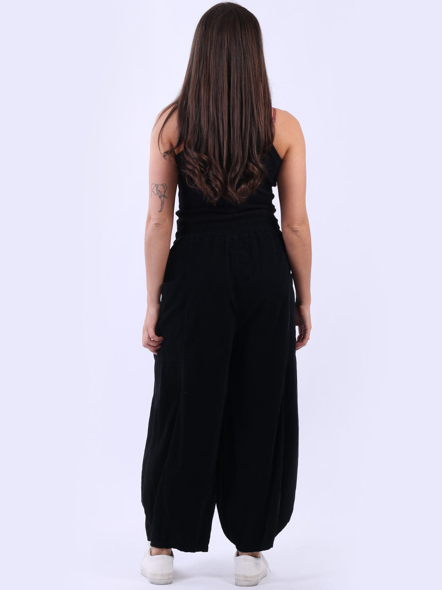 Wide Leg Cotton Corduroy Solid Trouser