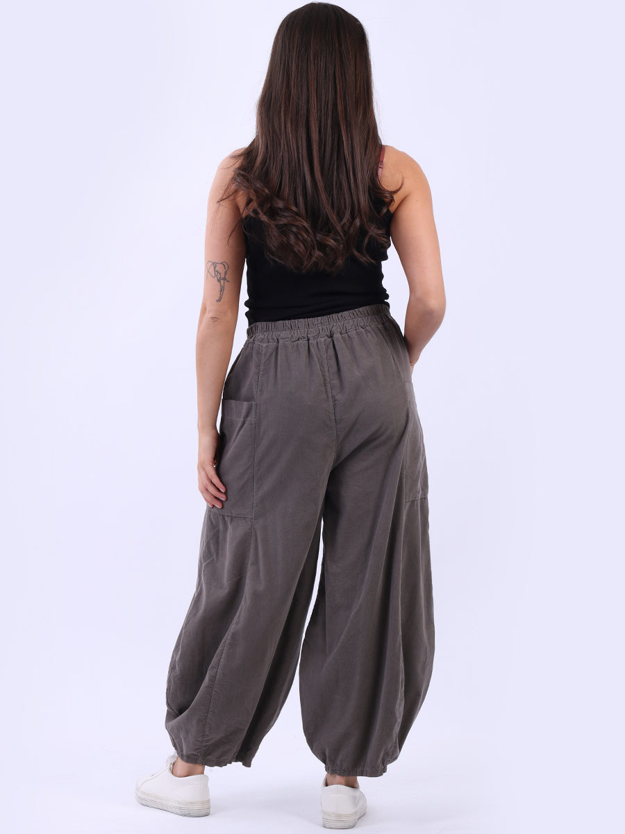 Wide Leg Cotton Corduroy Solid Trouser