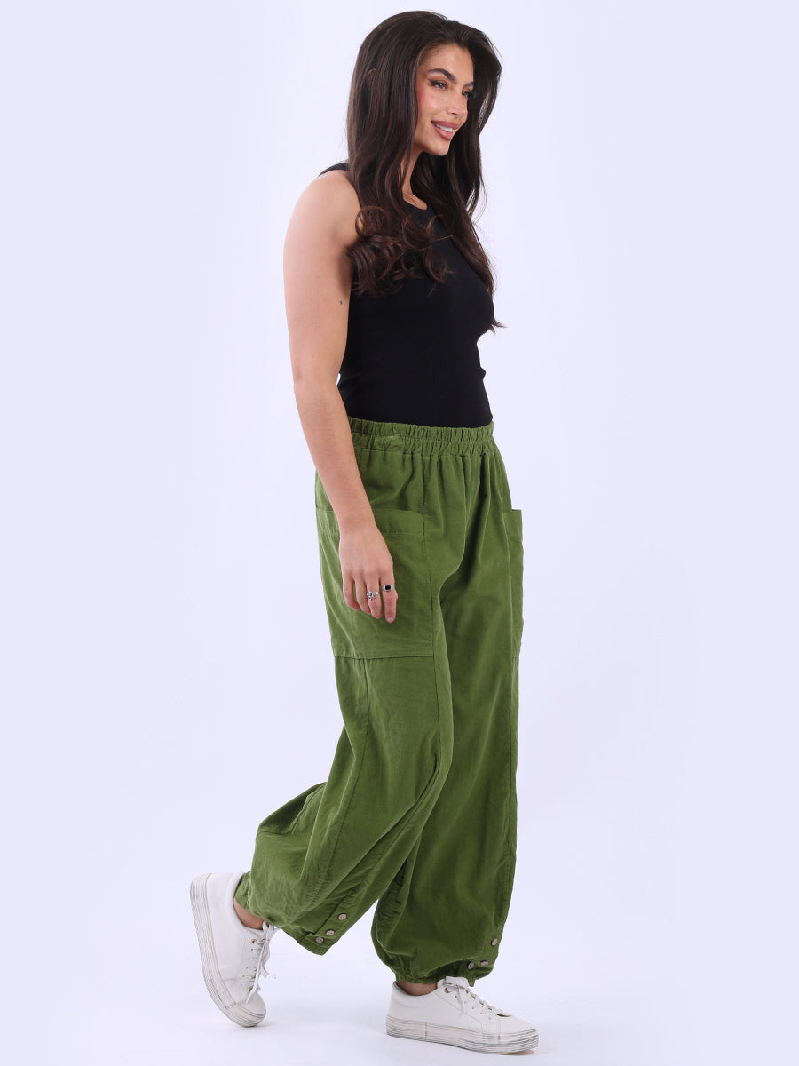 Wide Leg Cotton Corduroy Solid Trouser