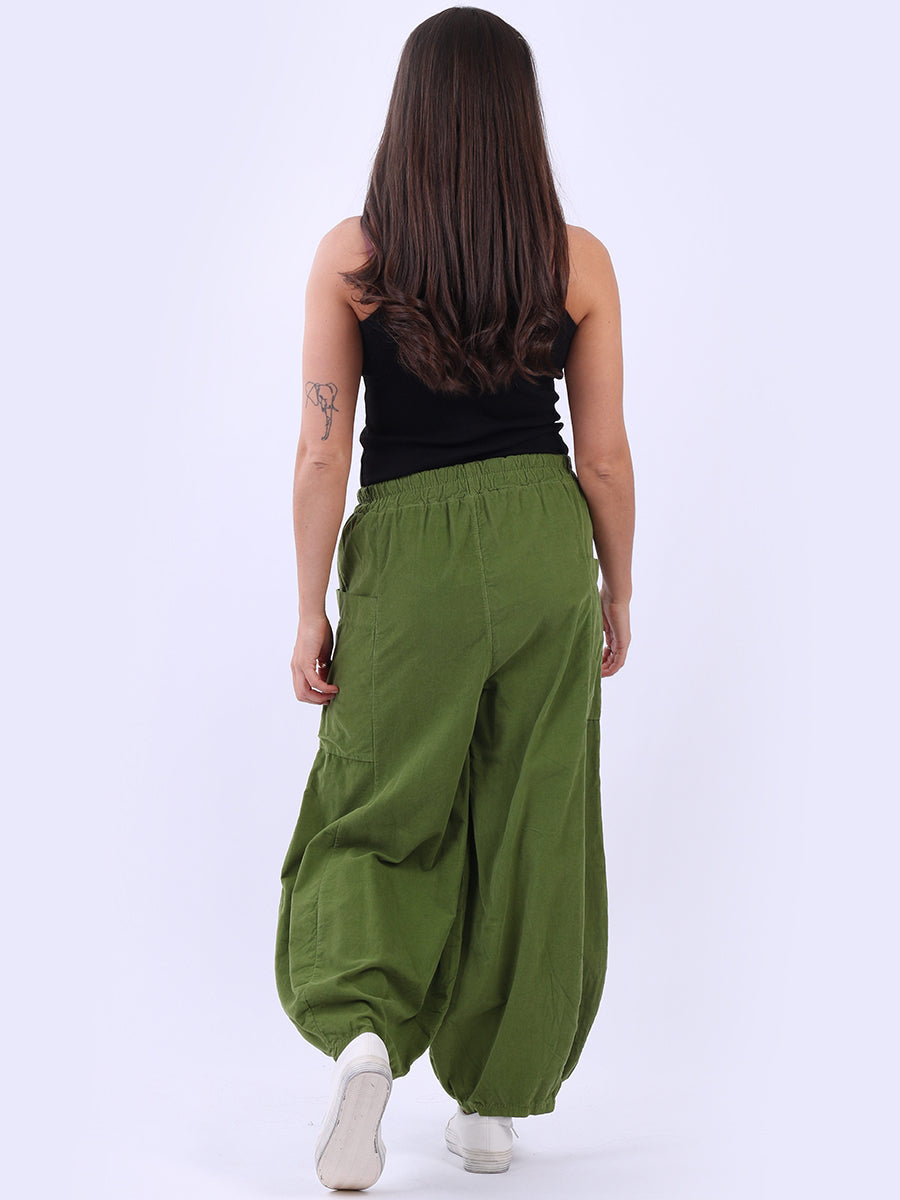 Wide Leg Cotton Corduroy Solid Trouser