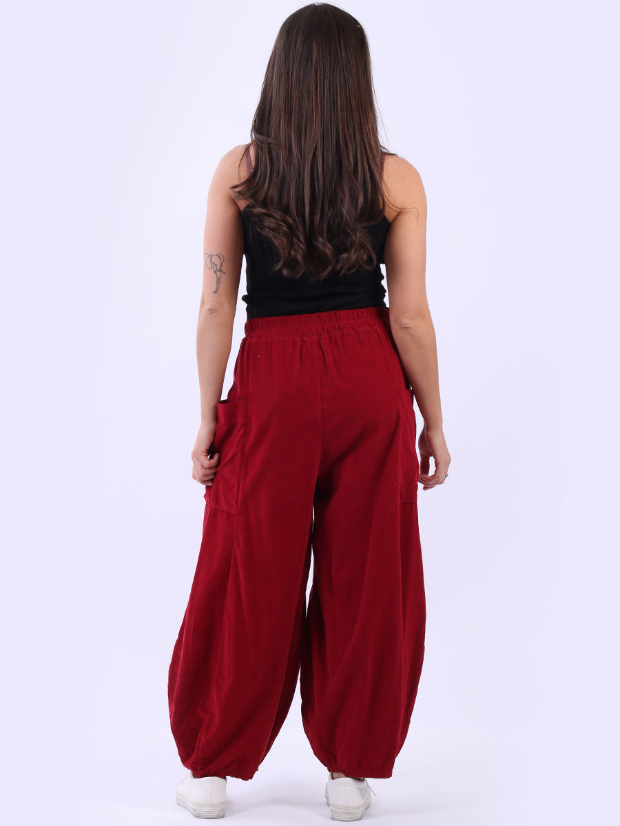 Wide Leg Cotton Corduroy Solid Trouser