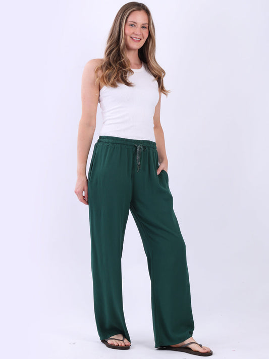 Women Plain Cotton Straight Leg Trouser