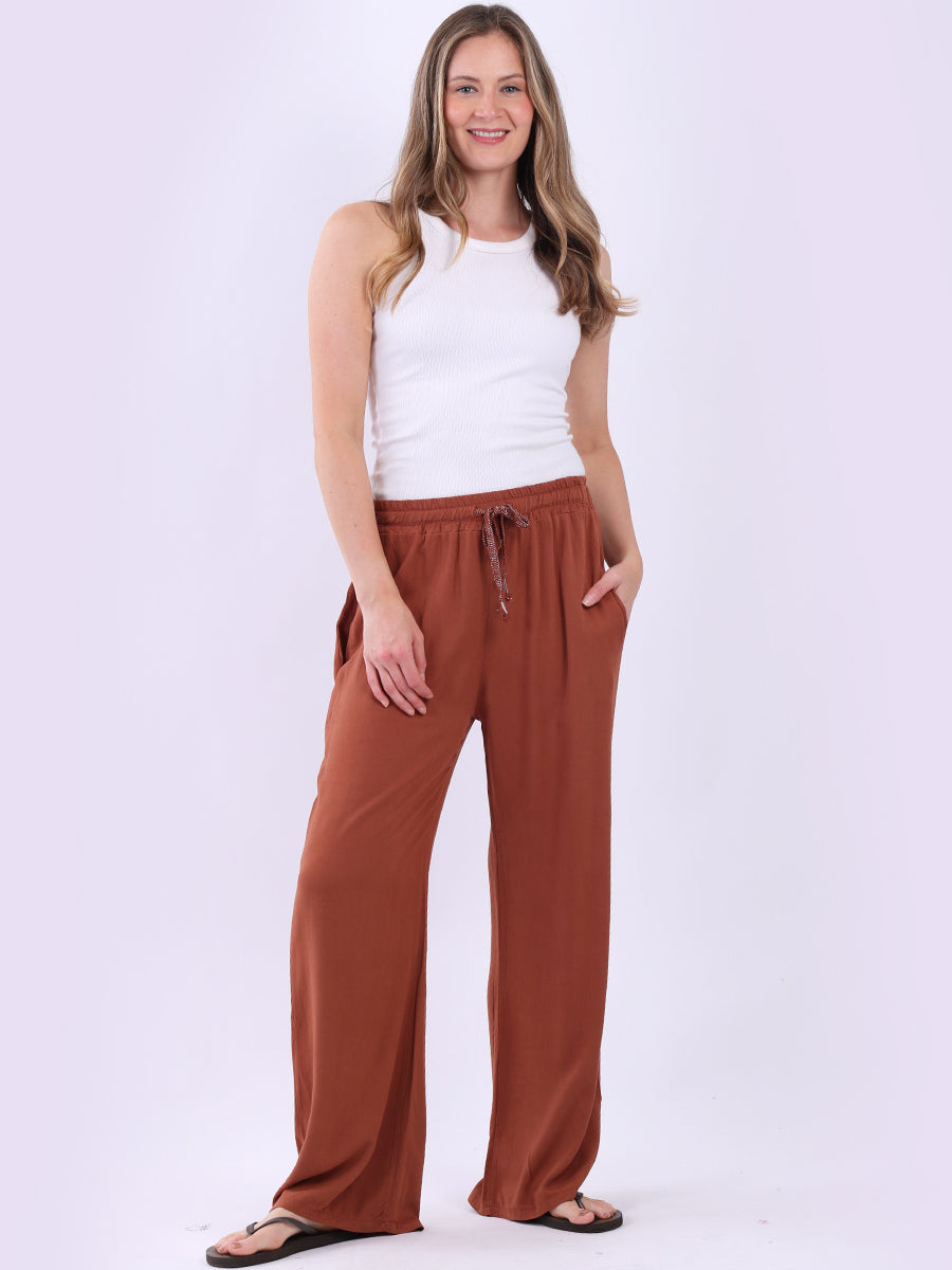 Women Plain Cotton Straight Leg Trouser