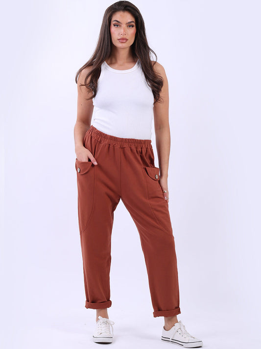 Cotton Plain Women Casual Joggers