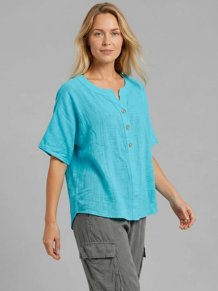 Italian Cotton Women Baggy Shirt