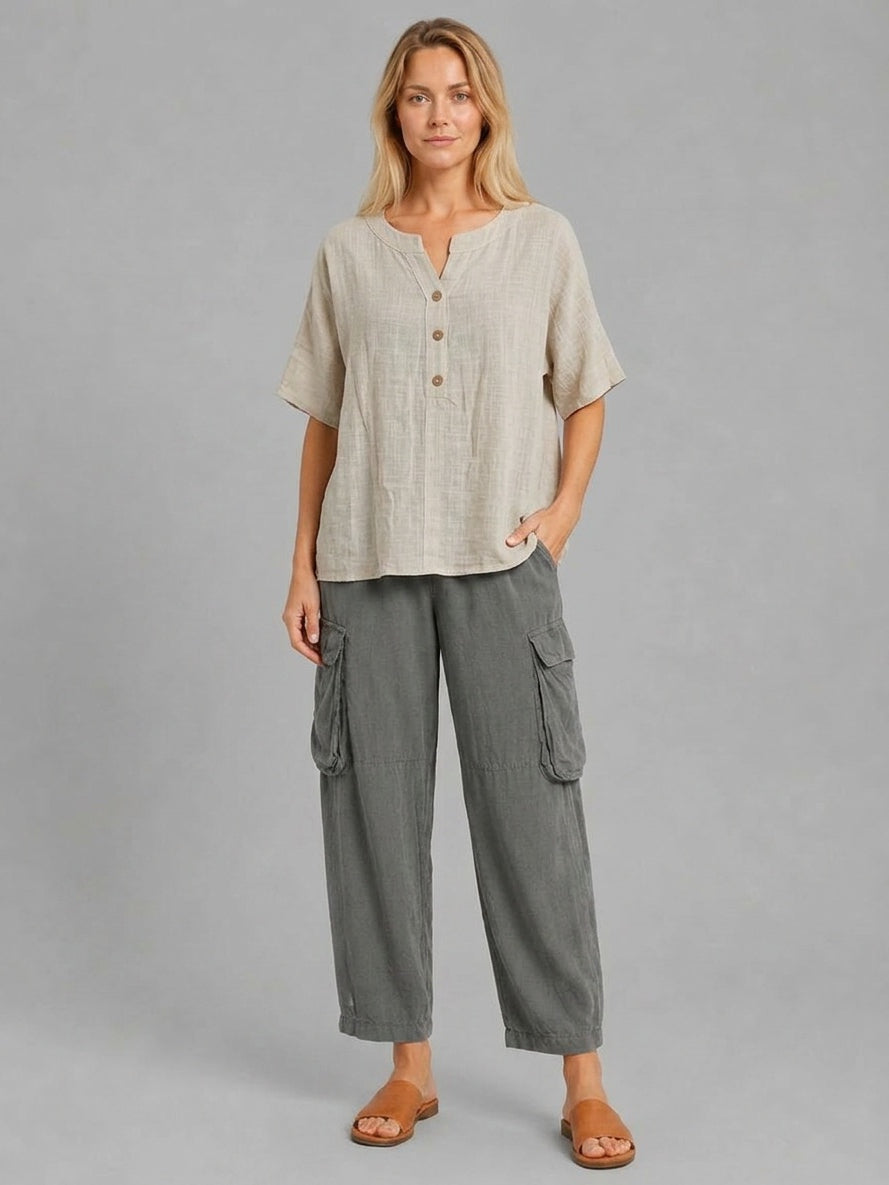 Plain Cotton Top Beige
