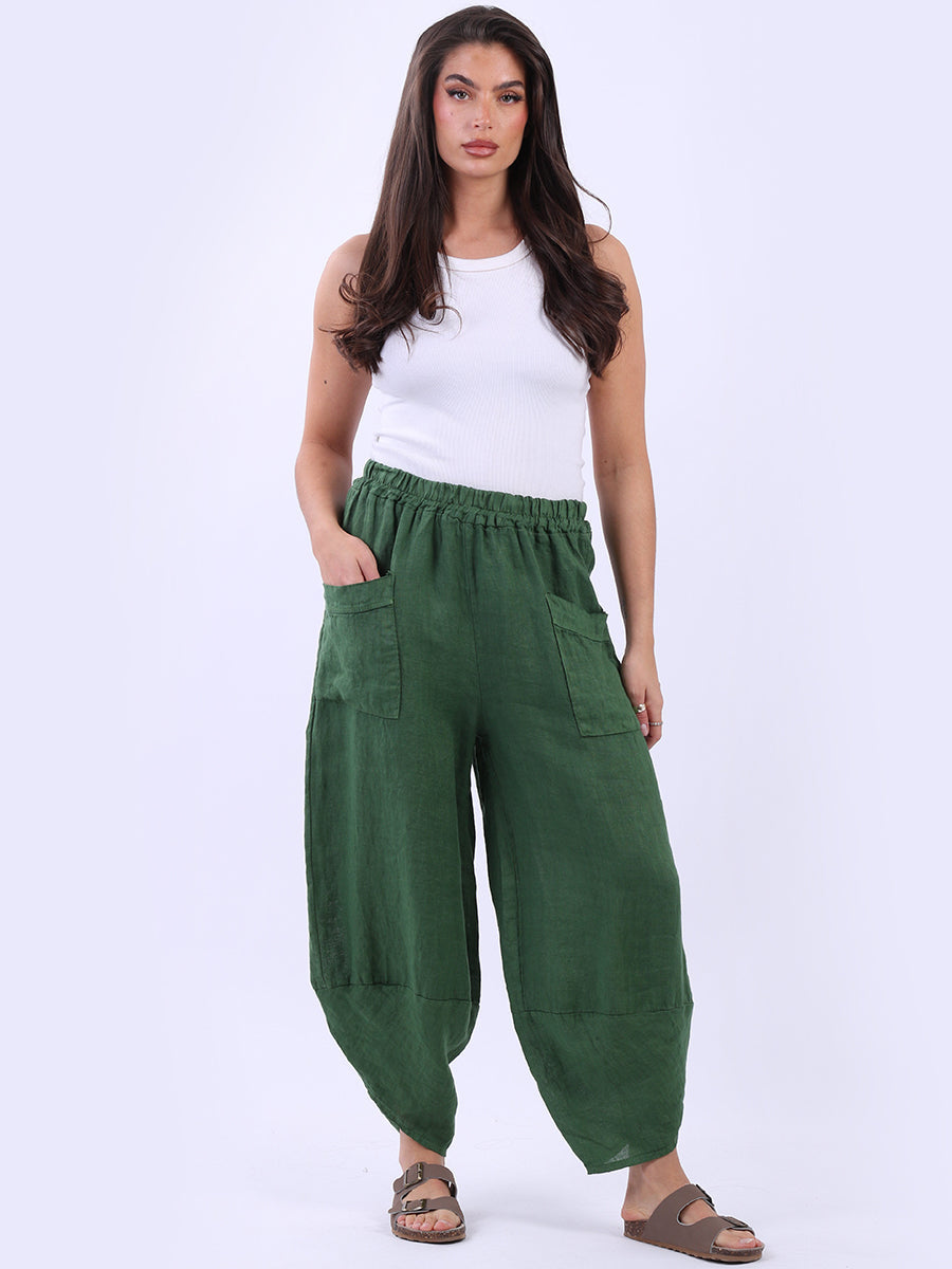 Ladies Relaxed Fit Tulip Hem Linen Trouser