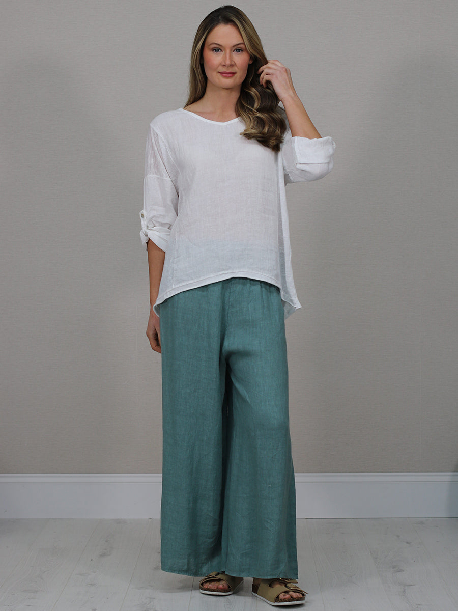 Vintage Wash Linen Blouse White