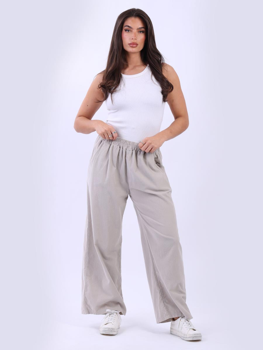 Ladies Solid Cotton Corduroy Regular Fit Pant