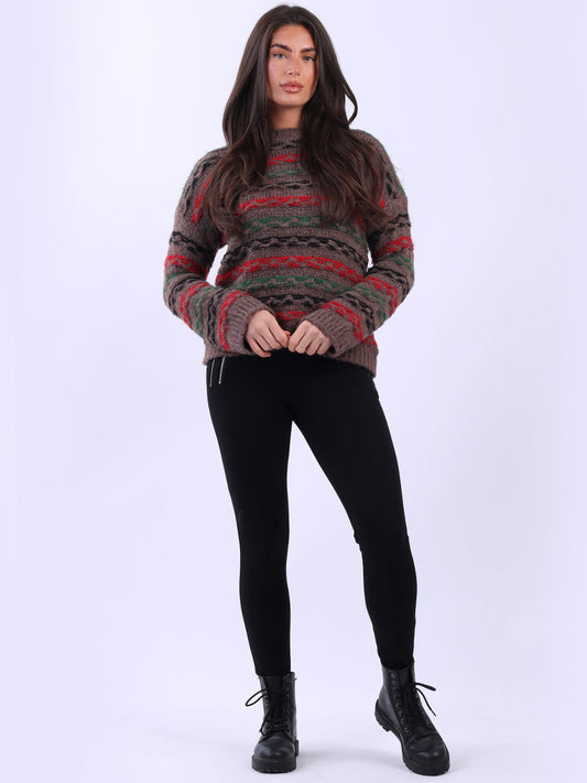 Chunky Wool Knit Stripy Xmas Jumper